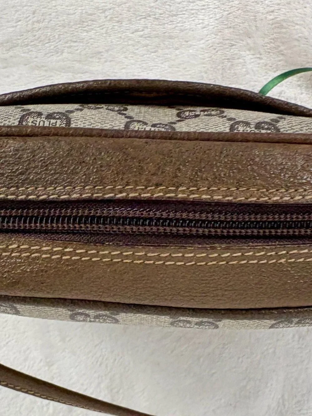 Gucci Plus GG Supreme Mini Crossbody in Monogram Coated Canvas and Leather Trim